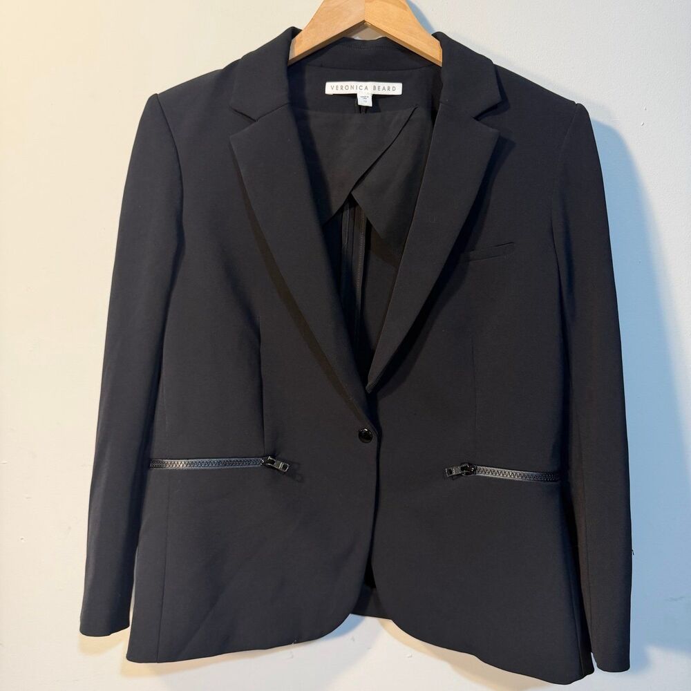 Veronica Beard Bi-Stretch Scuba Jacket in Black, Sz 12